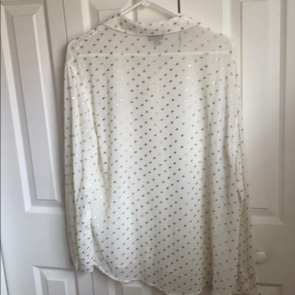 NWOT White Blouse with Gold Dots - Picture 2 of 3
